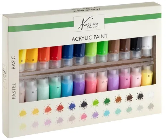 Nassau pintura acrílica, set de 24 colores de 22 ml.