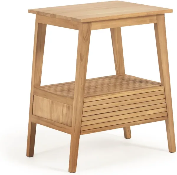 Kuveni, Taburete de baño, natural, H80x70x50 cm, madera maciza
