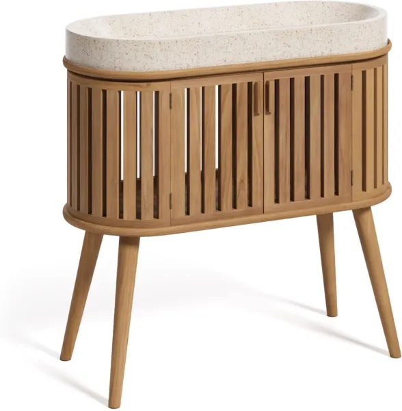 Rokia, Mueble de baño, natural, H90x90x40 cm, madera maciza
