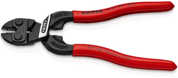 Knipex KNIPEX CoBolt® S Cortadores de pernos compactos con ranura en el filo, negro atramentado, recubierto de plástico 160 mm