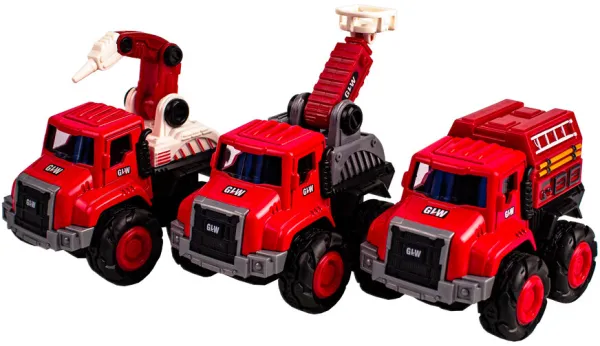 Camiones de bomberos de metal con motor de inercia 3 surtidos.