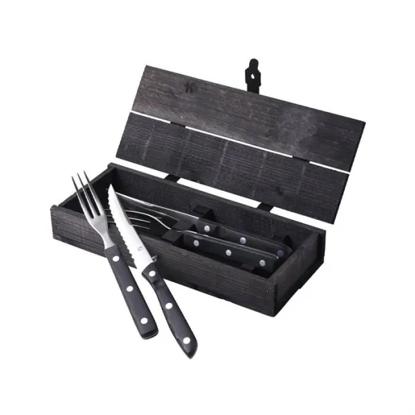 Cubertería para bistec/parrilla Gense Old Farmer 4 piezas - Negro/acero
