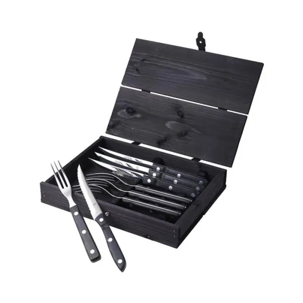Cubiertos para bistec/parrilla Gense Old Farmer 8 piezas - Negro/acero