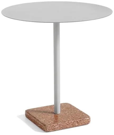 Mesa de Café Exterior HAY Terrazzo Ø70 Gris Cielo/Terrazo Rojo