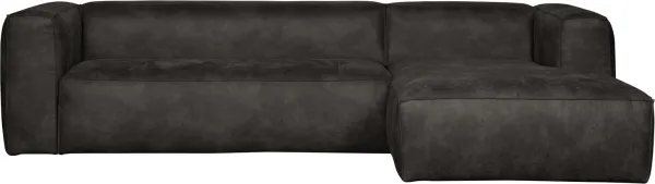 Bean, Sofá esquinero orientado a la derecha, negro, H73x175x305 cm, cuero
