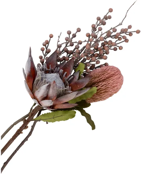 HOUSE NORDIC King Protea Ramo de flores artificiales, Mix - rosa plástico (H:74)