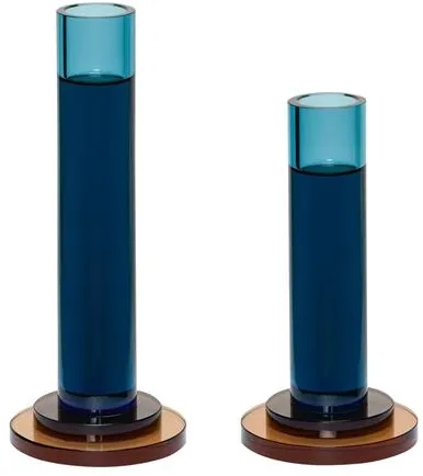 Juego de portavelas Hübsch Comet de 2 Azul