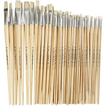 Pinceles Nature Line, L: 27,5-33 cm, A: 5-19 mm, planos, 64 uds./1 paquete.