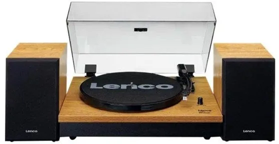 Lenco LS-300WD - Tocadiscos con Bluetooth® y dos altavoces separados - Madera - Tocadiscos Marrón