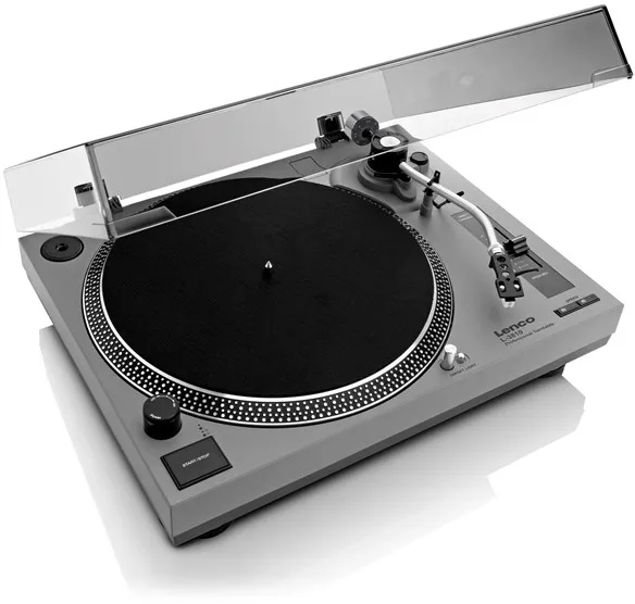 Lenco L-3810GY - Tocadiscos de tracción directa con codificación USB/PC - Gris - Tocadiscos Gris