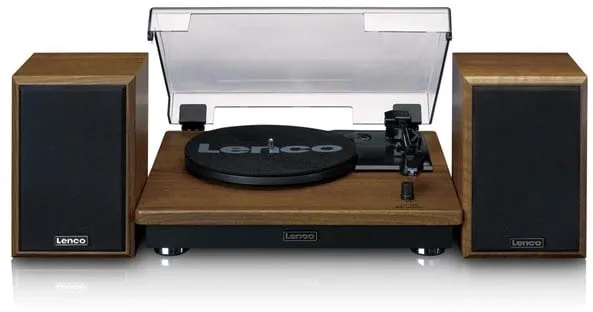 Tocadiscos Lenco con BT y 2 altavoces externos - Tocadiscos Marrón
