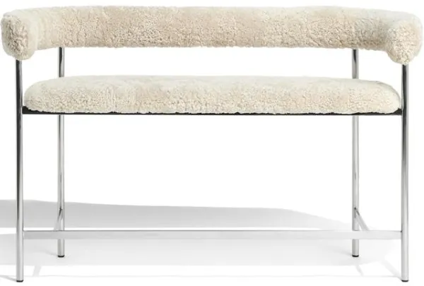 Møbel Copenhagen Font Sofá de Bar 75 cm Piel de Oveja Oyster/Estructura de Acero Pulido