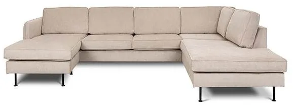 Sofá Læsø con chaise longue y extremo abierto - 288 x 210 cm - terciopelo beige - orientación izquierda