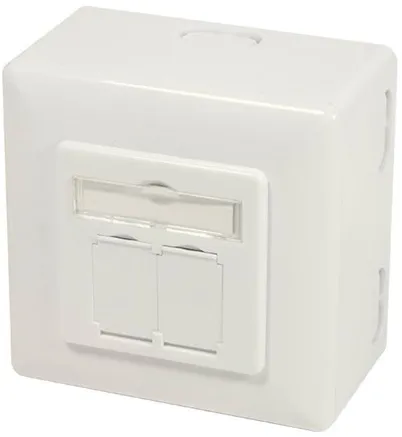 LogiLink NP0124 Cat.6A toma de pared 2 x RJ45 blindada con caja trasera blanco puro