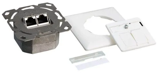 Toma de pared LogiLink Cat.6A 2 x RJ45 blindada blanco señal