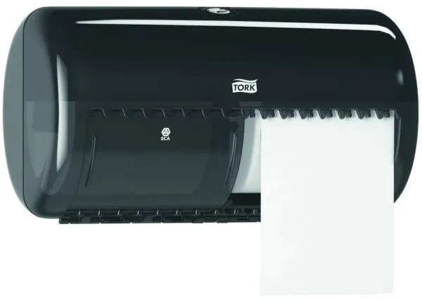 Dispensador doble Tork, para papel higiénico, 2 rollos, negro, T4